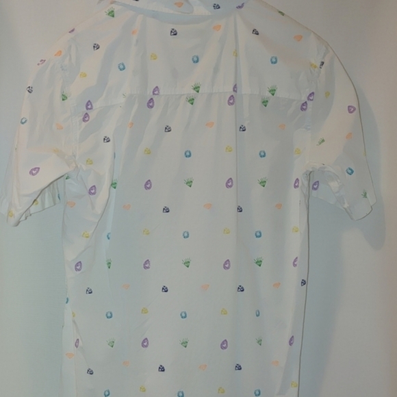 Diamond Supply Co. Short Sleeve Button Front Shirt Novelty Gem Pattern M White - Picture 3 of 6